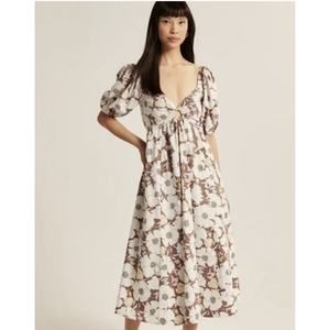 Abercrombie & Fitch Floral Mini Dress - White and Brown